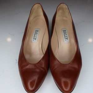 Red and Brown Short Bally Leather Heels
